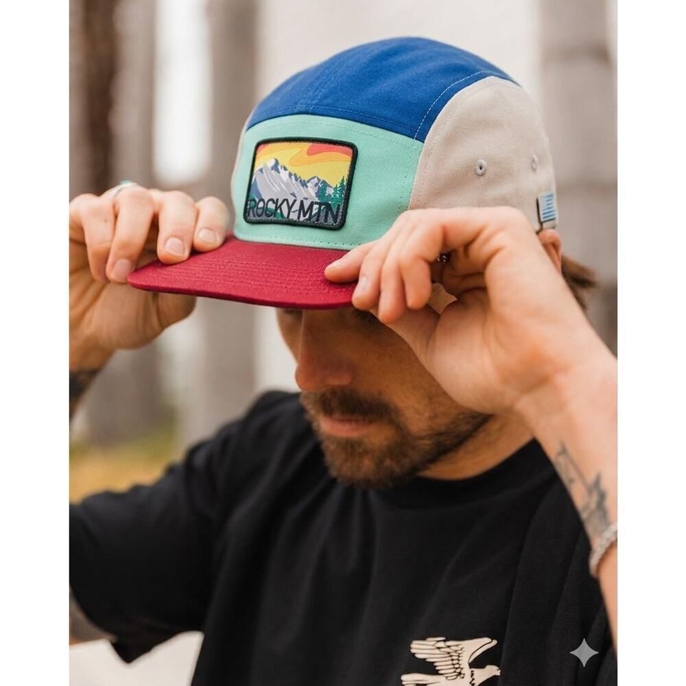 Rocky Mountain Park Hat Colorblock Strapback Vintage Outdoor Cap Streetwear Camp